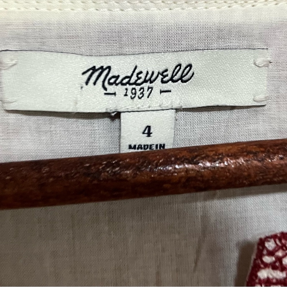 NWOT Madewell Embroidered Red Mosaic Cross Stitch Summer Dress Size 4 S Small - Picture 6 of 7